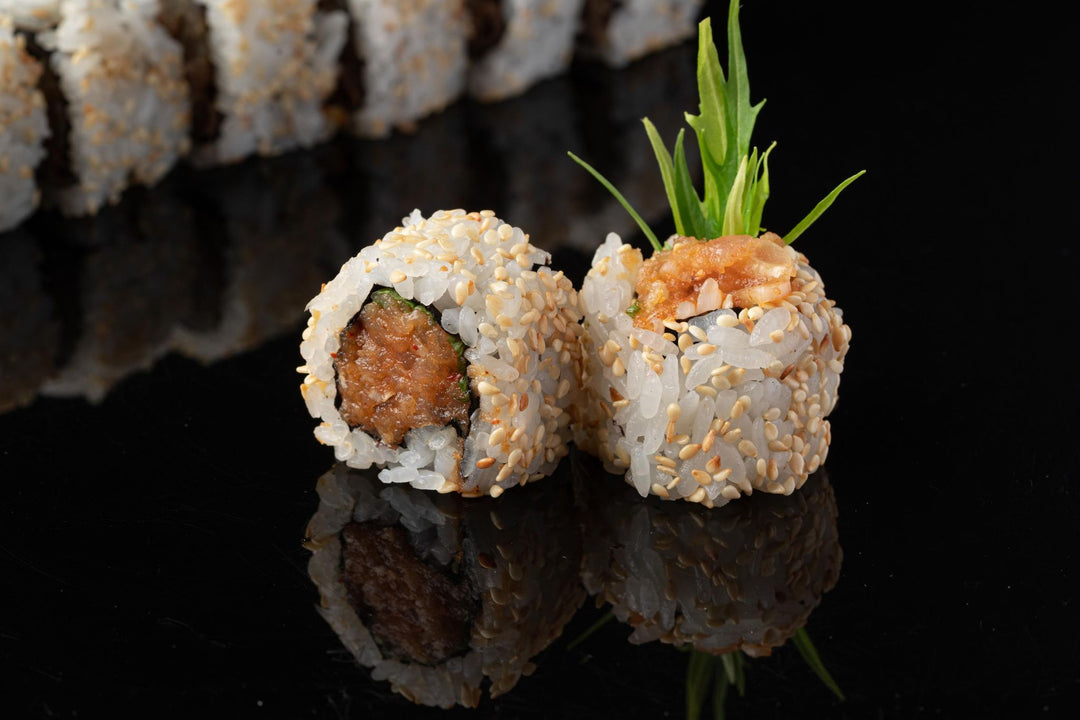 Spicy Chopped Toro Sushi Roll with Sesame seeds | LKF Concepts