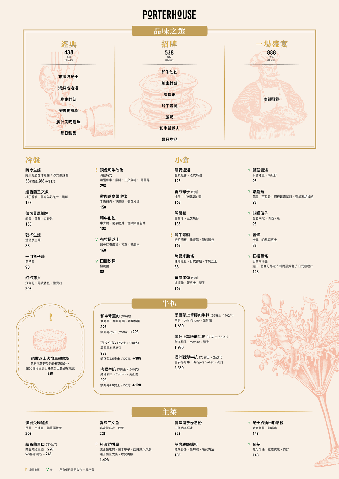 PORTERHOUSE 主餐牌  [需付按金]
