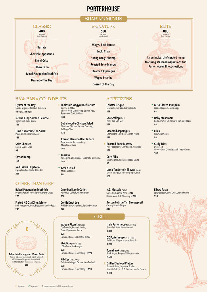 PORTERHOUSE 主餐牌 