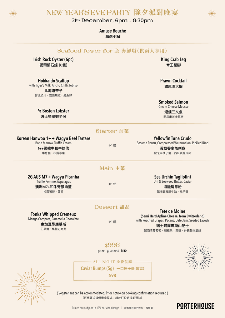 PORTERHOUSE 除夕晚餐